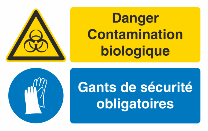 Autocollant Obligation Danger Contamination Port Gant