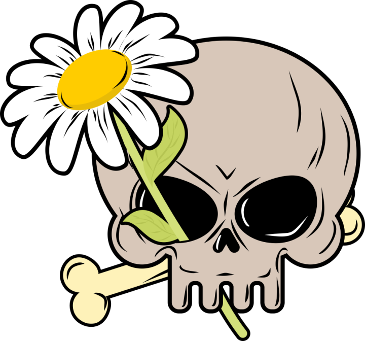 Autocollant Fleur Marguerite Skull