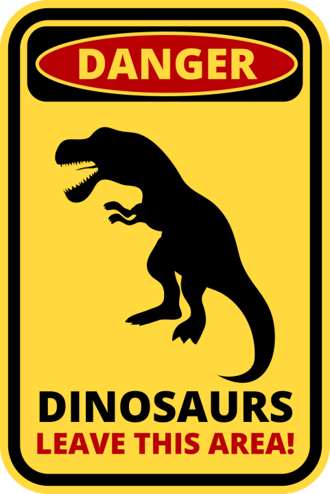 Autocollant Panneau Danger Dinosaure
