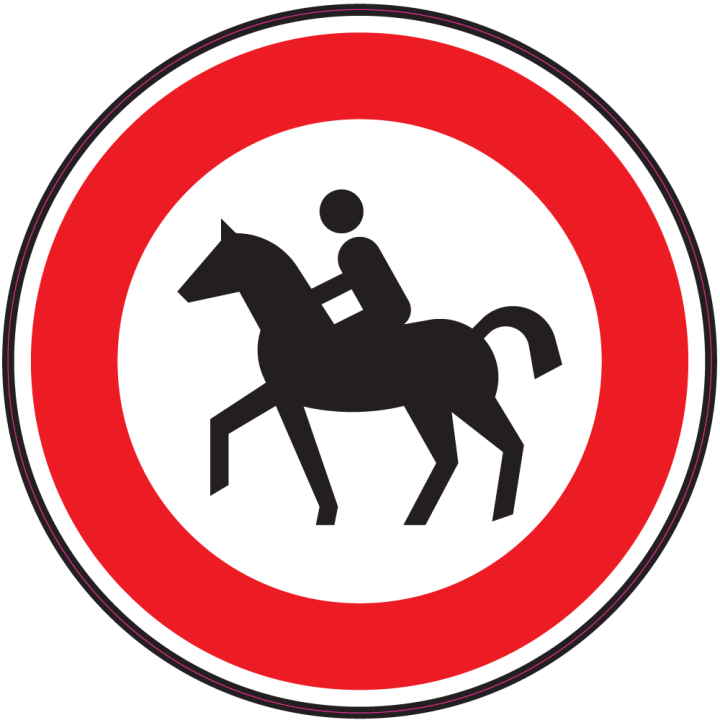 Autocollant Panneau Interdiction Aux Cavaliers Et Chevaux