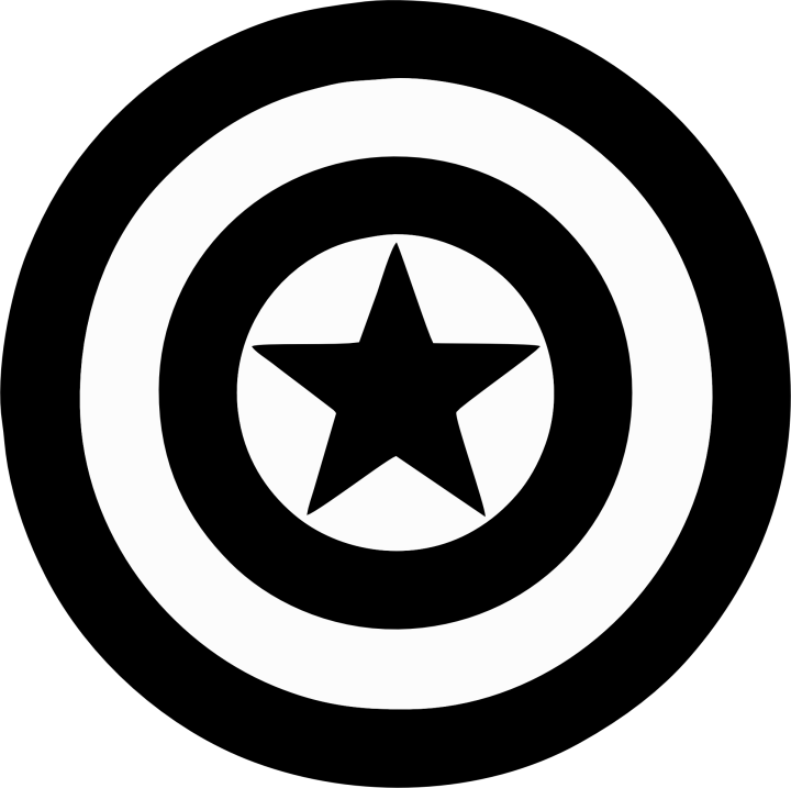 Autocollant Bouclier Captain America Noir
