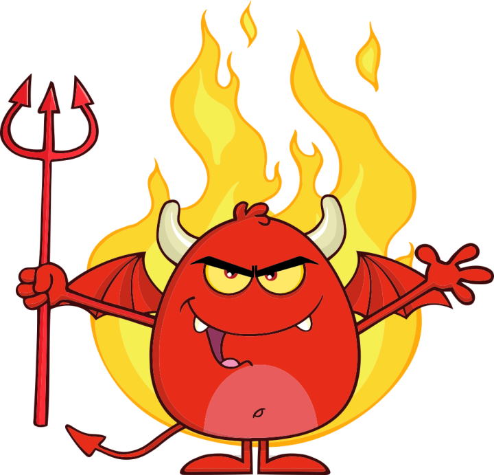 Autocollant Diable Cartoon Flamme