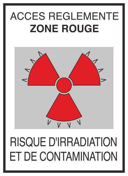 Autocollant Risque D'irradiation Et De Contamination Rouge