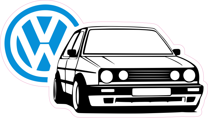 Autocollant Volkswagen Logo et Golf