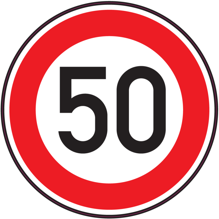 Autocollant Panneau Interdiction Limite Vitesse 50km/h