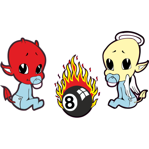 Autocollant Petit Ange Et Demon