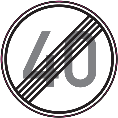 Autocollant Panneau Indication Fin Limitation Vitesse 40km/h