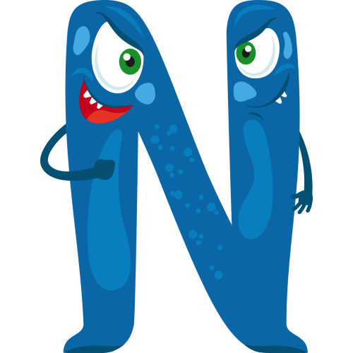 Autocollant Alphabet Monstre Enfant Lettre N