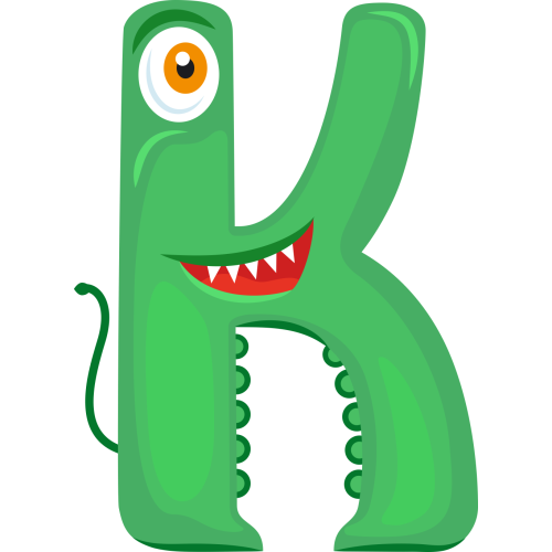 Autocollant Alphabet Monstre Enfant Lettre K