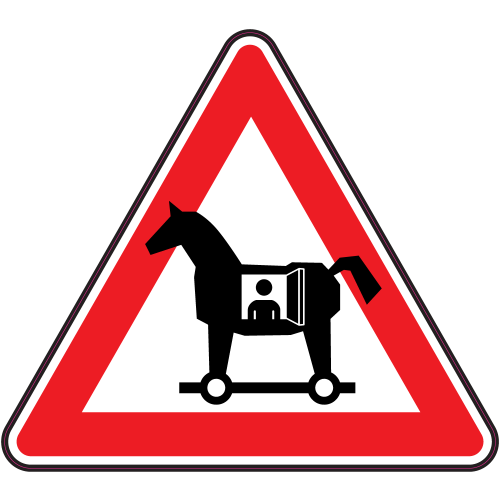 Autocollant Panneau Danger Cheval De Troie
