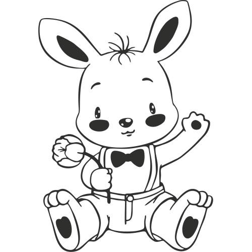 Sticker Lapin Et Sa Fleur