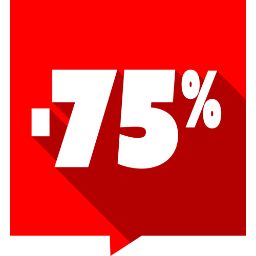 Autocollant Soldes -75% Carré Rouge