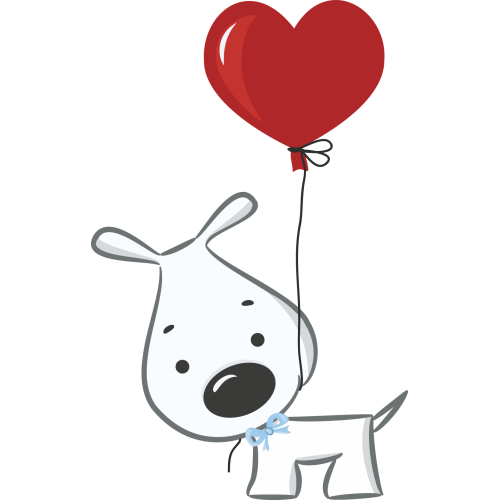 Autocollant Chien Coeur