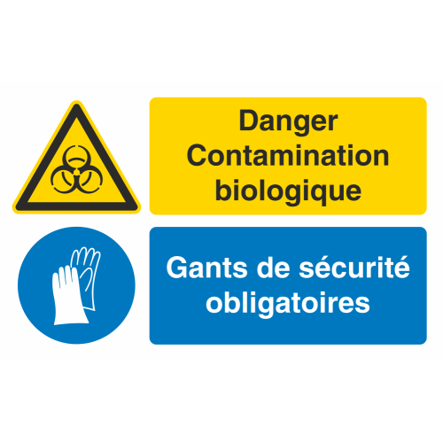 Autocollant Obligation Danger Contamination Port Gant
