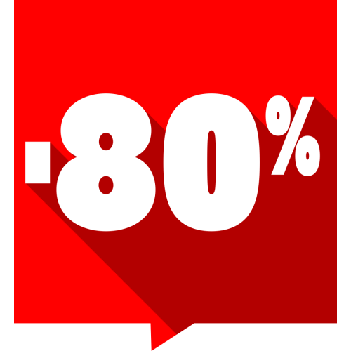 Autocollant Soldes -80% Carré Rouge 1