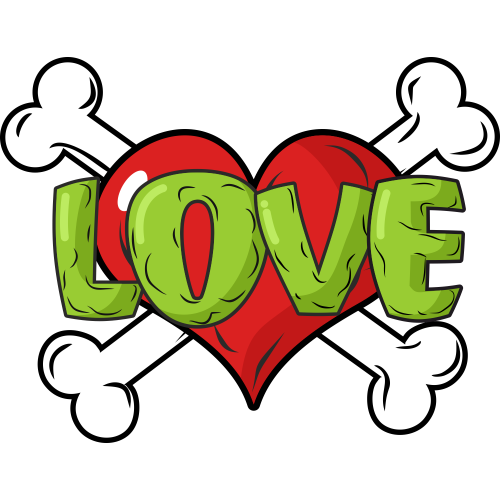 Autocollant Coeur Love Tête De Mort