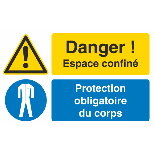 Autocollant Espace Confiné / Protection Obligatoire Du Corps