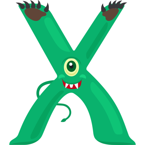 Autocollant Alphabet Monstre Enfant Lettre X