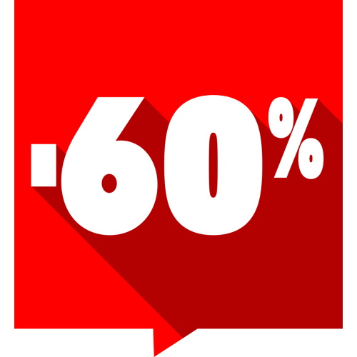 Autocollant Soldes -60% Carré Rouge 1