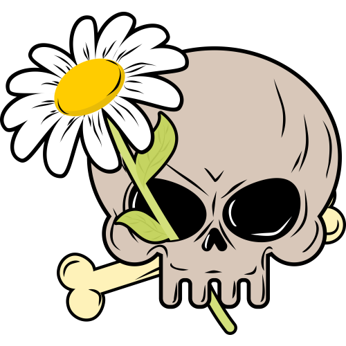 Autocollant Fleur Marguerite Skull