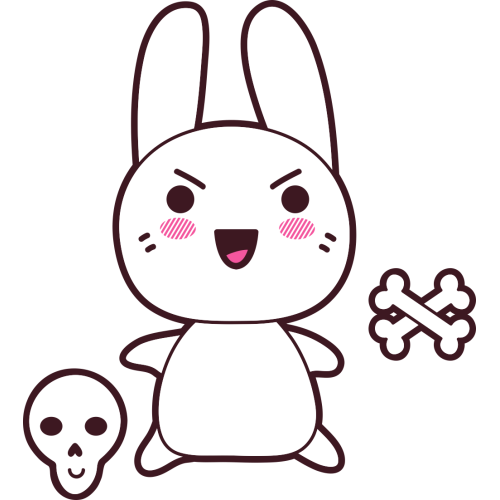 Autocollant Lapin Kawai Manga Tête De Mort