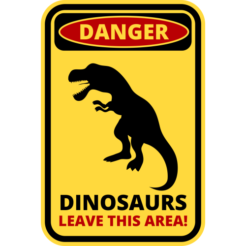 Autocollant Panneau Danger Dinosaure