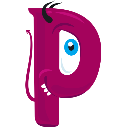 Autocollant Alphabet Monstre Enfant Lettre P