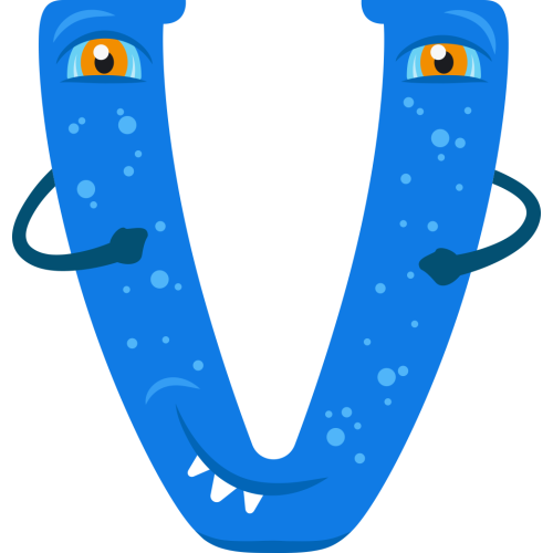 Autocollant Alphabet Monstre Enfant Lettre V