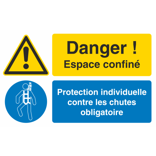 Autocollant Espace Confiné / Protection Individuelle Contre Les Chutes Obligatoire