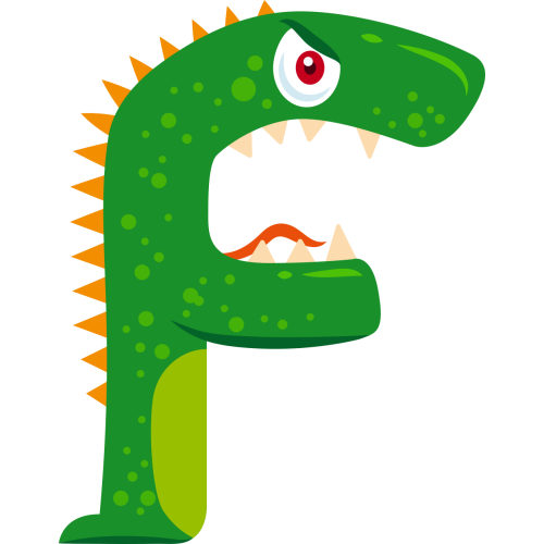 Autocollant Alphabet Monstre Enfant Lettre F