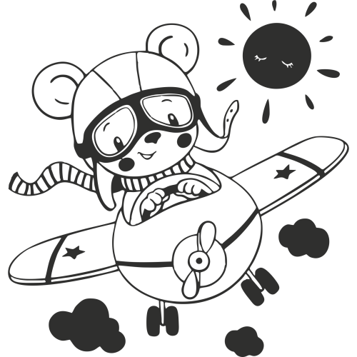 Sticker Ourson Aviateur