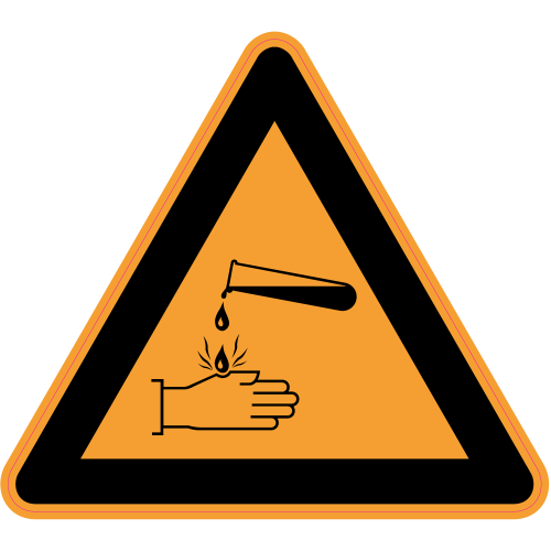 Autocollant Panneau Danger Produits Corrosifs