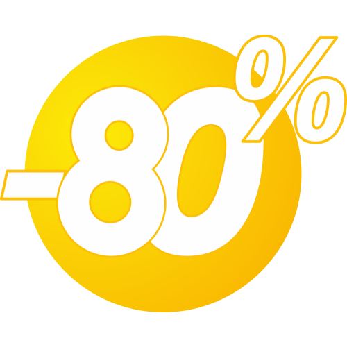 Autocollant Soldes 80% Bulles Jaunes