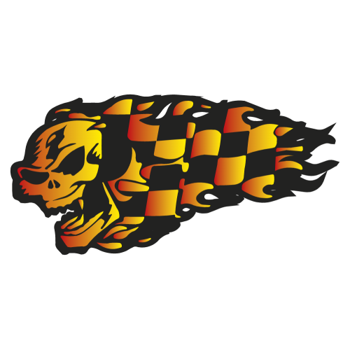 Autocollant Tete De Mort Flamme