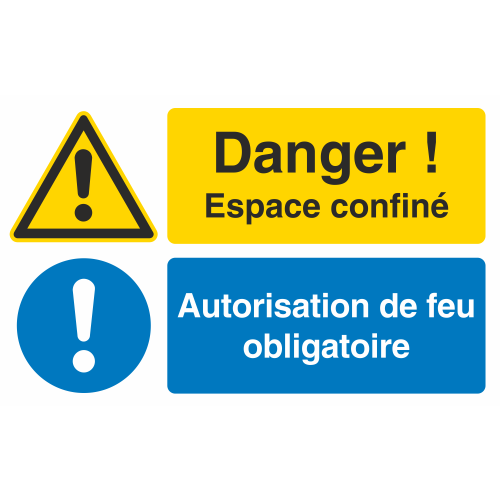 Autocollant Espace Confiné / Autorisation De Feu Obligatoire