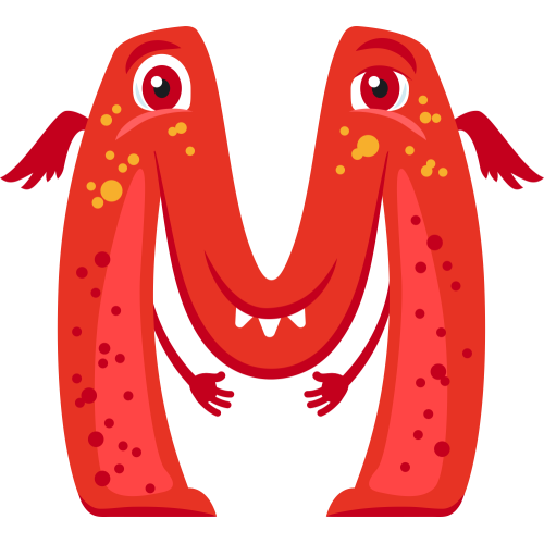 Autocollant Alphabet Monstre Enfant Lettre M