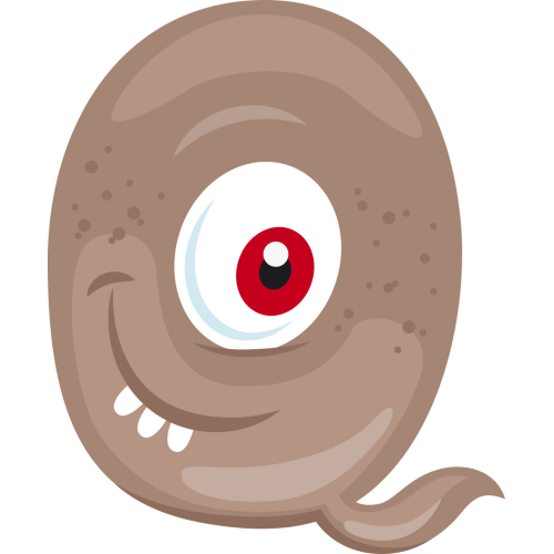 Autocollant Alphabet Monstre Enfant Lettre Q