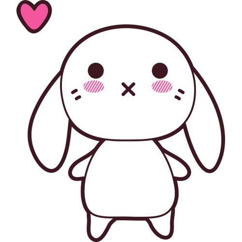 Autocollant Lapin Kawai Manga Coeur