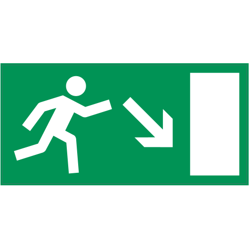 Autocollant Panneau Indication Sortie De Secours Bas Droite