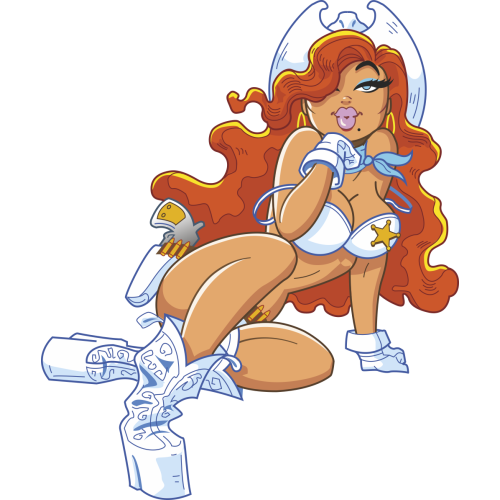 Autocollant Pin Up Sexy Cow Boy