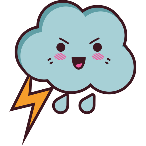 Autocollant Nuage Kawai Manga éclair