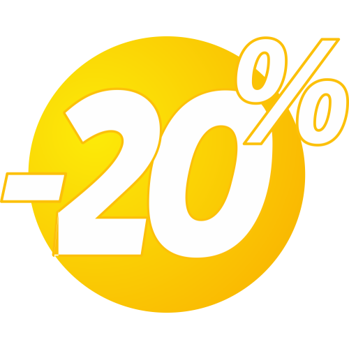 Autocollant Soldes 20% Bulles Jaunes