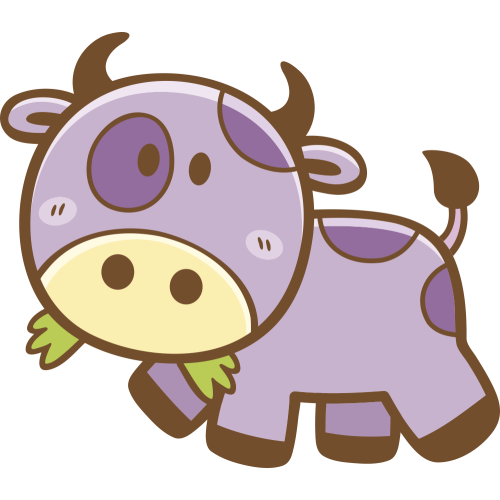 Autocollant Enfant Vache Herbe