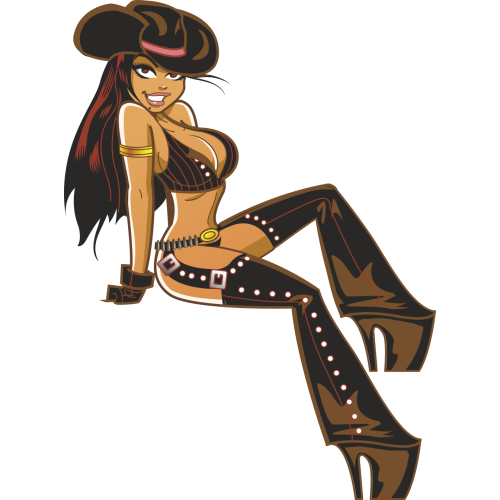 Autocollant Pin Up Sexy Cow Boy