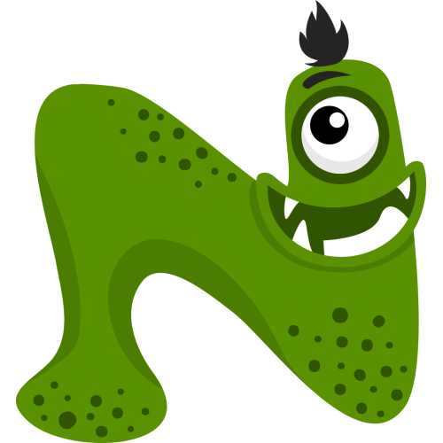 Autocollant Alphabet Enfant Monstre N