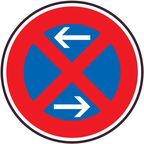 Autocollant Panneau Interdiction De Stationner Ou De S'arrêter à Droite Ou à Gauche