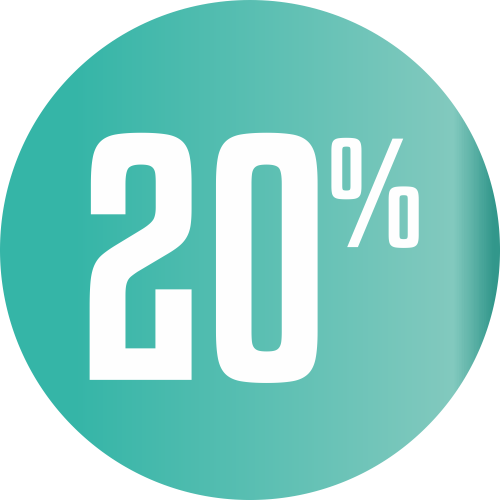 Autocollant Soldes 20% Cercle Bleu