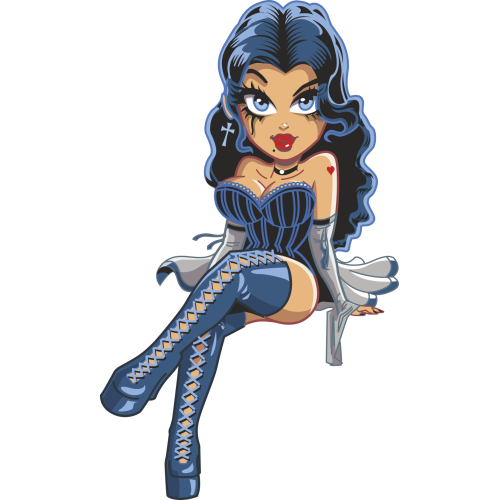 Autocollant Pin Up  Sexy Gothique Assise