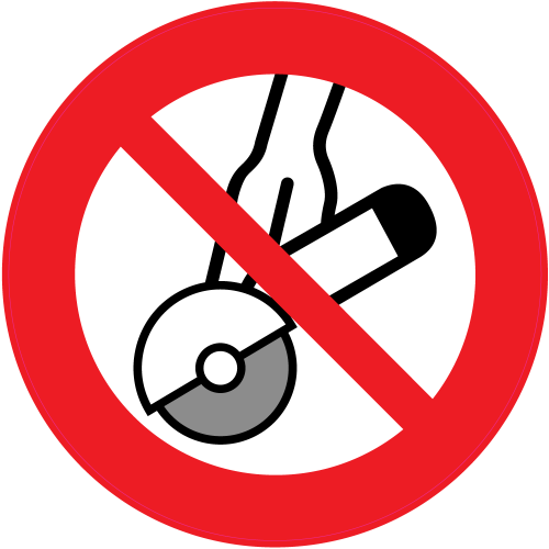 Autocollant Panneau Interdiction D'utiliser Avec Une Meuleuse Rotative