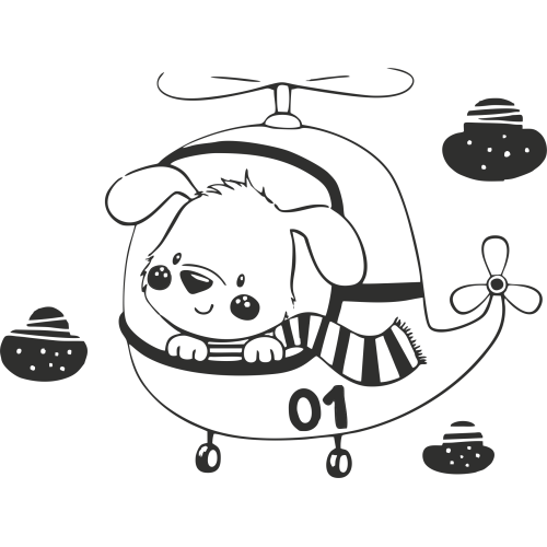 Sticker Chiot En He?licopte?re